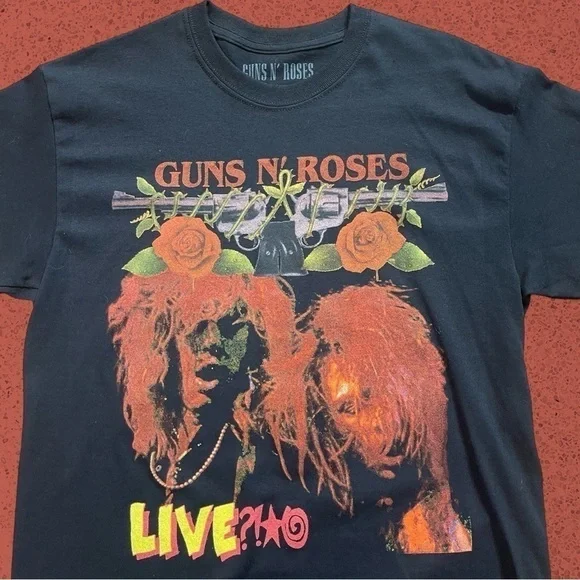 Guns N’ Roses Live heavy metal rock 80’s retro shirt black red mens L - Picture 2 of 5